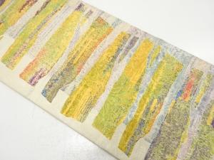 纐纈　変わり横段にのり散らし模様　全通袋帯